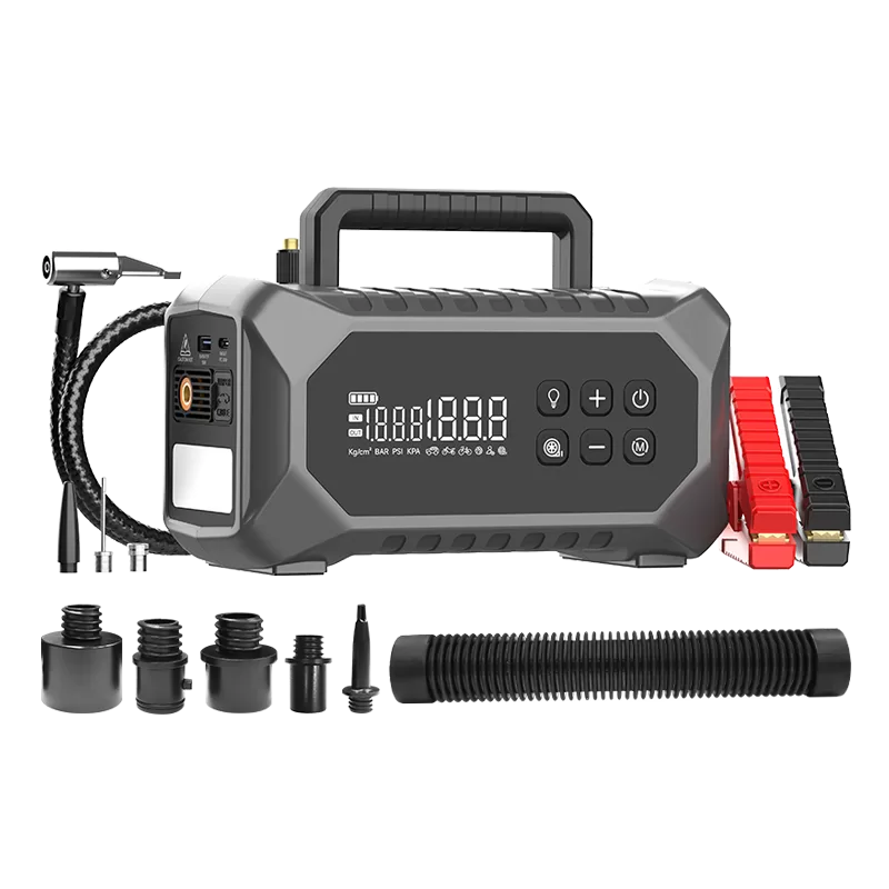 JS-558-car-battery-jump-starter-air-compressor-160psi-front-view-detail